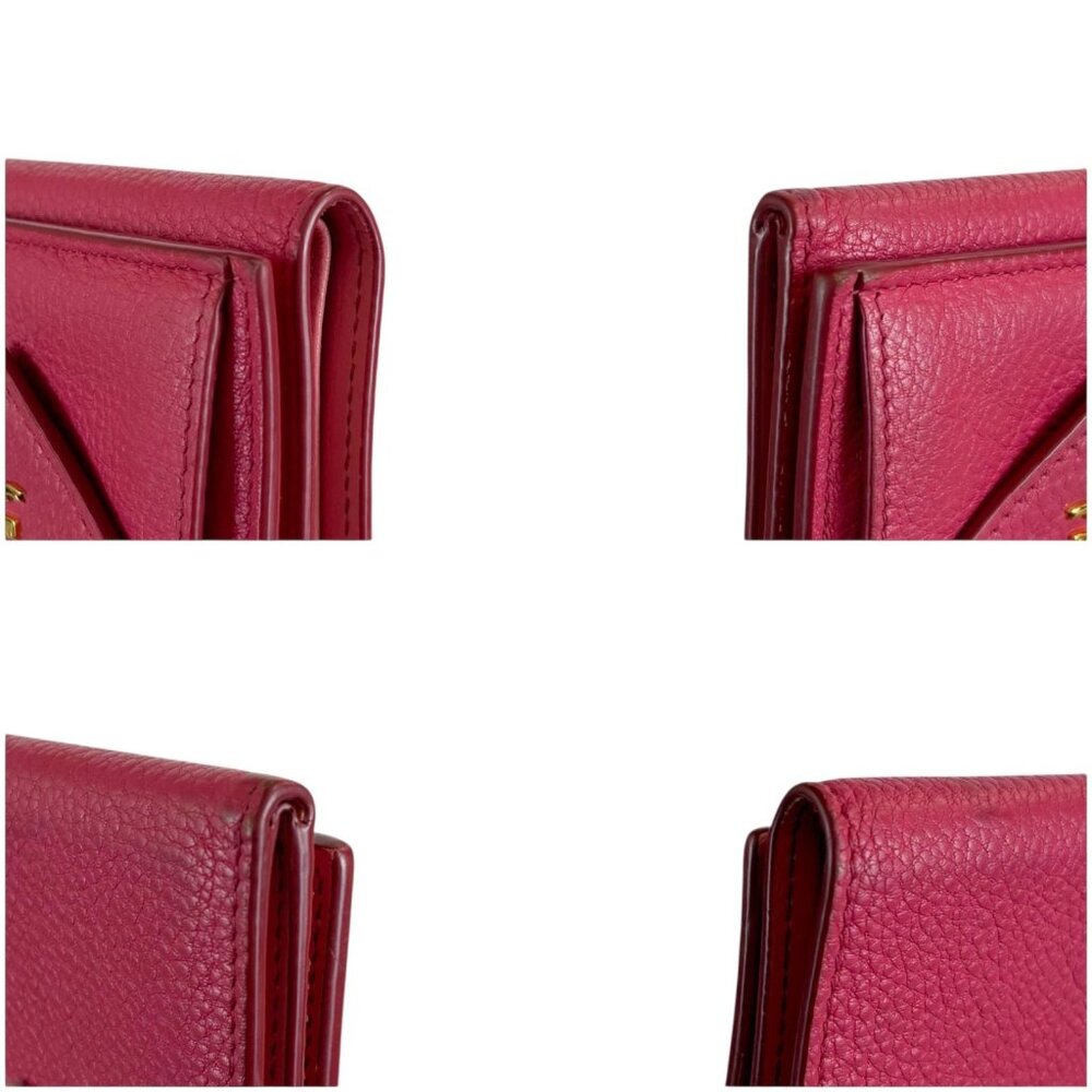 Prada Vitello Daino Leather Compact Wallet Trifold Wallet Gold Hardware Mini - Picture 8 of 10